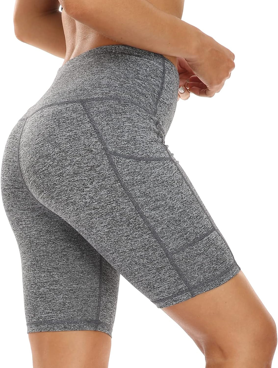 3-Pack High Waist Athletic Shorts with Out-Pocket Design - 8"/5" Tummy Control Non-See-Through Yoga and Running Shorts